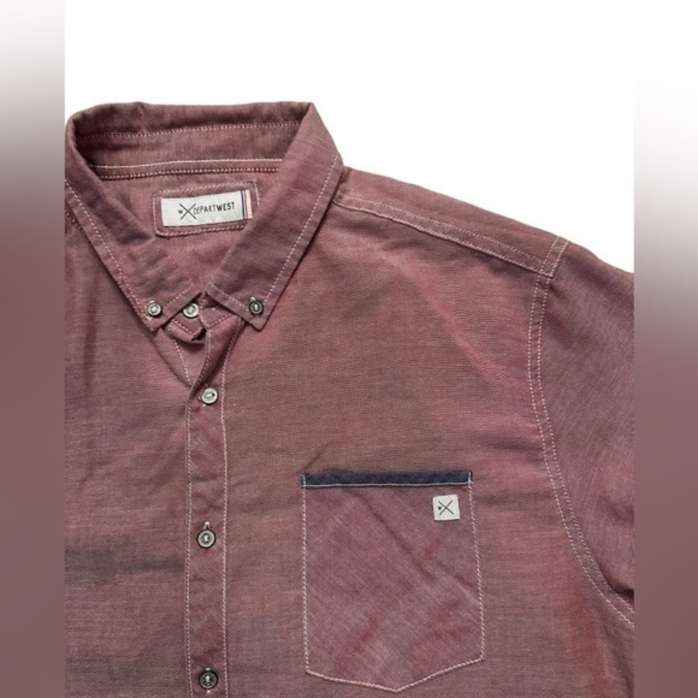 Departwest Short Sleeve Button Down Shirt - Mens Size XL - Brick Color